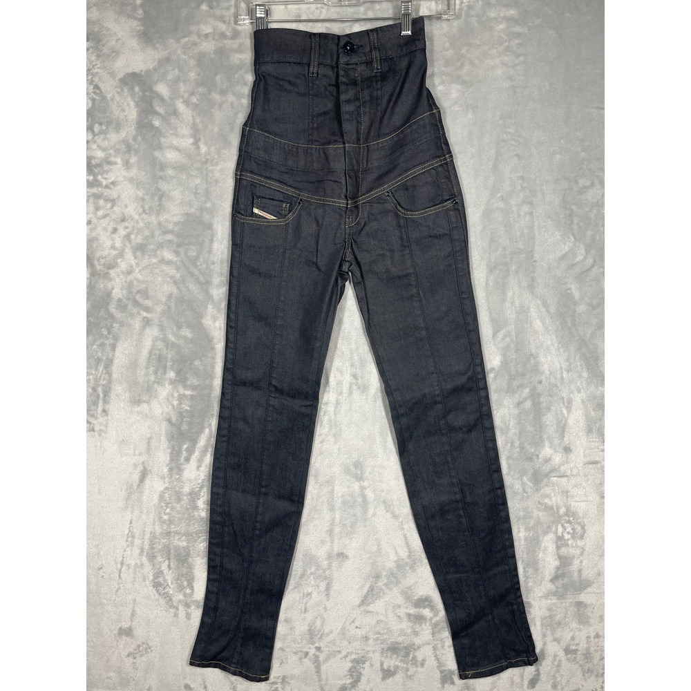 Diesel Thainee Ultra High Waist Skinny Jeans Dark Wash 008AA Made in Italy 25x32